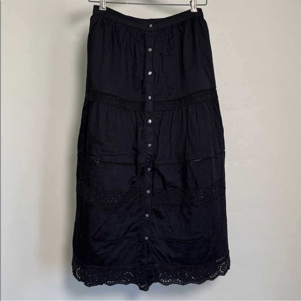 NWT! GAP Black Tiered Lace-Trim Maxi Skirt 775443 🎖️ - Picture 5 of 7